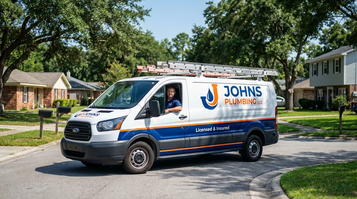 Johns Plumbing LLC service van in Ironwood, MI