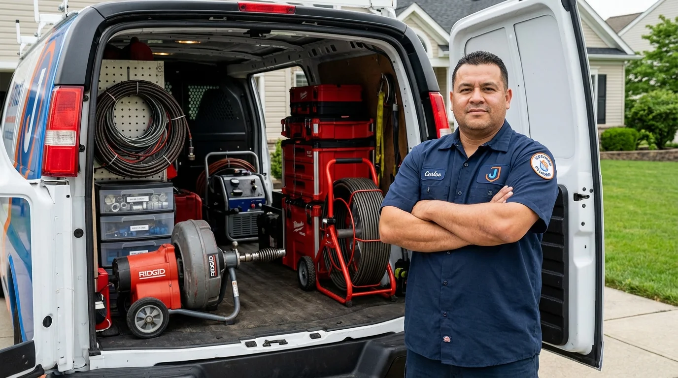 Professional drain cleaning equipment and Johns Plumbing LLC plumber in Ironwood