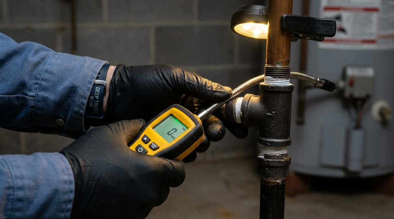 Gas leak detection with electronic sniffer by Johns Plumbing LLC in Ironwood