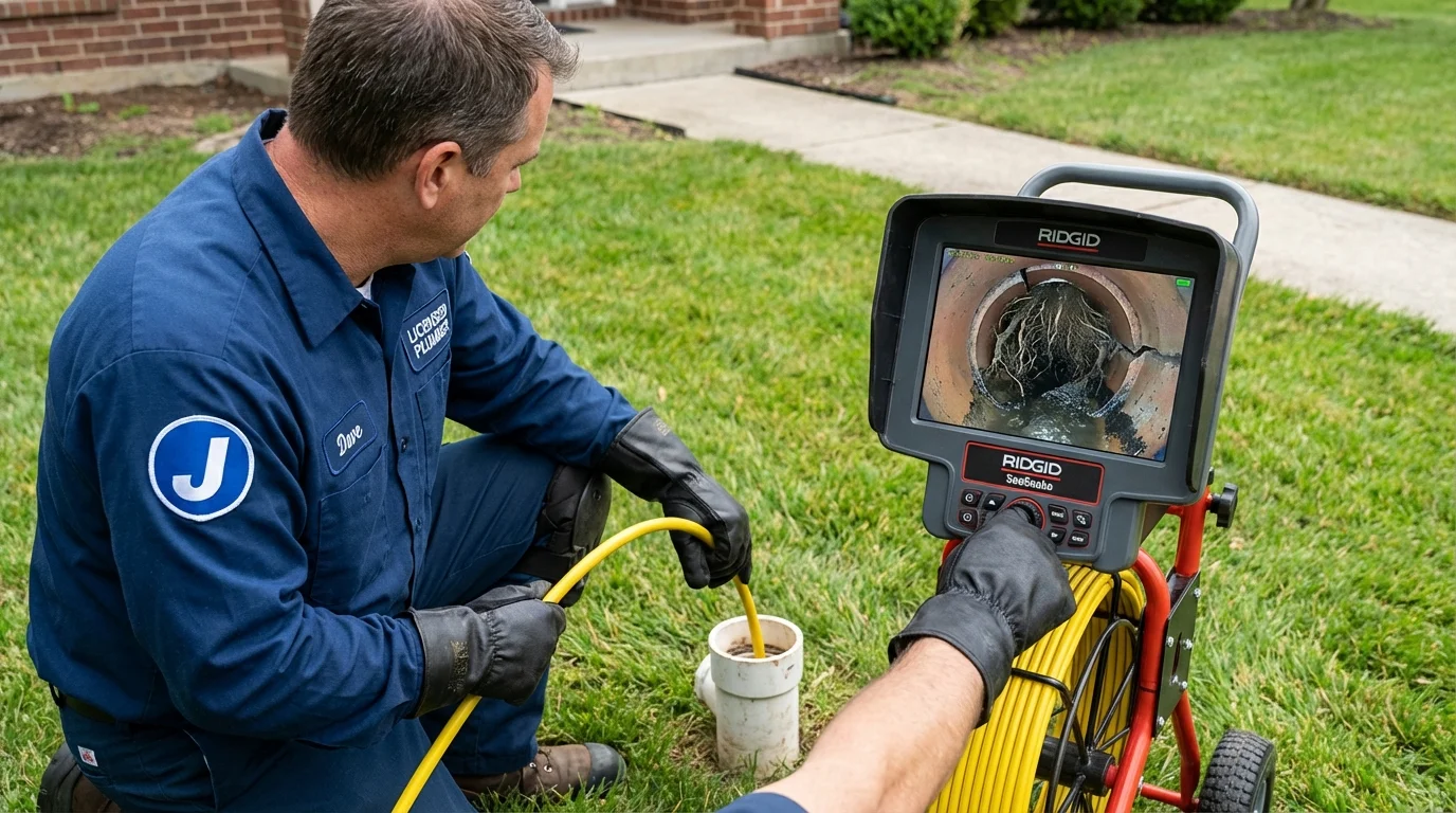 Sewer camera inspection being performed by Johns Plumbing LLC in Ironwood