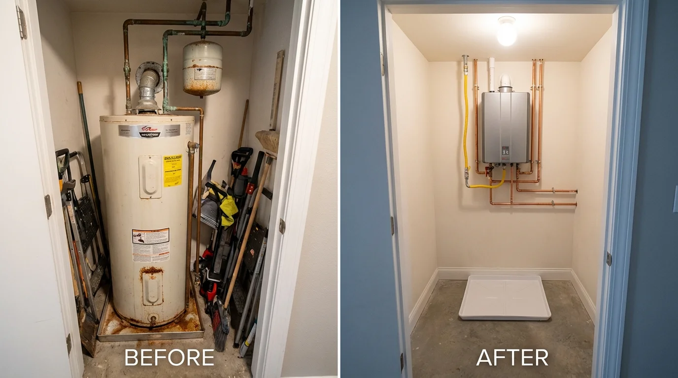 Tank water heater versus wall-mounted tankless unit comparison for Ironwood, MI homeowners